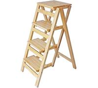 MSHGSKU Tabouret d'intérieur escabeau, escabeau Pliant à 4 marches, Tabouret de Bar/Chaise de Salle à Manger en Bois, Outil de Jardin/Noyer (Rouge) (Naturel R) (Naturel R)