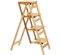 MSHGSKU Tabouret d'intérieur escamotable, Tabouret échelle Pliable et Portable, Tabouret Robuste à Quatre marches en Bois Massif, Tabouret Haut en Bois, Banc pour se Changer, Tabouret de s