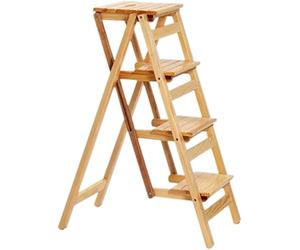 MSHGSKU Tabouret d'intérieur escamotable, Tabouret échelle Pliable et Portable, Tabouret Robuste à Quatre marches en Bois Massif, Tabouret Haut en Bois, Banc pour se Changer, Tabouret de s