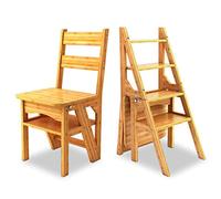 MSHGSKU Tabouret-échelle Pliant à 4 Niveaux en Bois avec marches antidérapantes, Portable, Stable et Durable, Multifonctionnel, pour l'intérieur, idéal comme Chaise d'escalier, Support pou