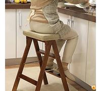 MSHGSKU Tabouret Pliant en Bois à 3 marches pour Adultes/Seniors, Petit Repose-Pieds Portable, Banc à Chaussures, Porte-Fleurs (Couleur Bois)