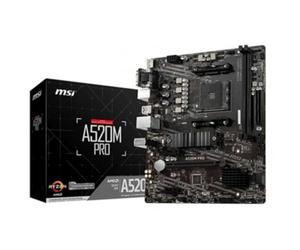 MSI A520M Pro Carte mère Micro-ATX AM4 | Pour AMD Ryzen 3è gén, DDR4, M.2, USB 3.2 Gen 1 Type A, DisplayPort, LAN, HDMI