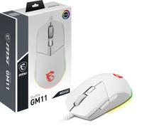 MSI CLUTCH GM11 WHITE Souris Gaming - Capteur Optique 5000 DPI, Symétrique, Switches OMRON 10M+ Clics, 6 Boutons, Latence 1ms, RGB Mystic Light, 89g - Filaire
