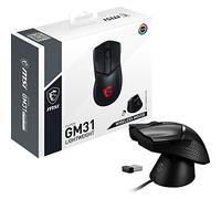 MSI Clutch GM31 Lightweight Wireless Souris Gaming - Capteur Optique 12000DPI, Droitiers, Switches OMRON 60M+ Clics, 6 Boutons, 110h Batterie, Charging Dock, Latence 1ms, RGB, 73g - Filaire/sans Fil