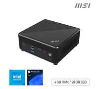 MSI Cubi N ADL 001EU - Mini PC N-series N200 / jusqu'à 3.7 GHz - RAM 4 Go - SSD 128 Go - NVMe - UHD Graphics - Gigabit Ethernet - Win 11 Pro - moniteur : aucun - noir Noir G