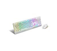 MSI Ensemble Clavier Mécanique QWERTZ Allemand LED RGB USB et Souris Optique 5000 DPI, Longueur câble 1.8m, Compatible Windows, Blanc.