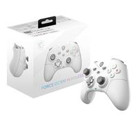 MSI FORCE GC300 WIRELESS WHITE Manette gaming pour PC - 2.4 GHz, Bluetooth, USB Type-C vers A - filaire/sans fil, batterie Li-ion 600mAh (20h), D-Pad interchangeable, deux moteurs à vibration