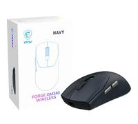 MSI FORGE GM340 WIRELESS NAVY Souris Gaming sans-fil/filaire, 12000 DPI, taux d'interrogation de 1000 Hz, design symétrique, 50+ millions de clics, 6 boutons, autonomie de 82 heures, latence 1 ms, 57g