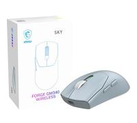 MSI Forge GM340 Wireless Sky Souris Gaming sans-Fil/Filaire, 12000 DPI, taux d'interrogation de 1000 Hz, Design symétrique, 50+ Millions de clics, 6 Boutons, autonomie de 82 Heures, Latence 1 ms, 57g