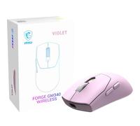 MSI Forge GM340 Wireless Violet Souris Gaming sans-Fil/Filaire, 12000 DPI, taux d'interrogation de 1000 Hz, Design symétrique, 50+ Millions de clics, 6 Boutons, autonomie 82 Heures, Latence 1 ms, 57g