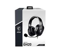 MSI Immerse GH20 Casque de Jeu Filaire, Design léger et réglable, Commandes de Volume, Oreillettes adaptées aux Lunettes, Prise Audio de 3,5 mm, PC/Mac/PS4/Xbox, Noir, Taille L