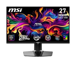 MSI MAG 271QP QD-OLED X28 écran Gaming 27" WQHD - Dalle Quantum Dot OLED 2560 x 1440, 280Hz / 0,03ms, DisplayHDR True Black 400, HDMI 2.1, DP 1.4a, USB-C (PD 15W), Hauteur et Inclinaison réglables,