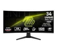 MSI MAG 346CQ Moniteur de Jeu 34" 3440 x 1440 (UWQHD), 180 Hz, synchronisation adaptative, HDMI, DisplayPort, Montage VESA, Inclinaison, Hauteur réglable, Haut-Parleur, 1 ms, Noir
