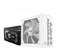 MSI MAG A1000GL PCIE5 Bloc d'alimentation 1000 W pour jeu compact entièrement modulaire Blanc 80+ or, ATX 3.1 et PCIe 5.1, câble natif bicolore 12 V-2 x 6, faible bruit, câbles gainés gaufrés