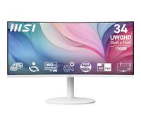 MSI Modern MD342CQPW Écran d'ordinateur 34" VA 3440 x 1440 (UWQHD), 120 Hz, 1800 incurvé, synchronisation adaptative, HDMI, DP, USBC 98 W, KVM, Hauteur réglable, VESA, Haut-Parleur, 1 ms, Blanc