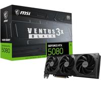 MSI NVIDIA GeForce RTX 5080 16G Ventus 3X OC Black Carte Graphique - 16 Go GDDR7 (30 GB/s /256 Bits), PCIe 5.0 - Triple Ventilateur (3X Ventilateurs TORX 5.0), HDMI 2.1b, DisplayPort 2.1b