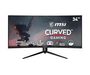MSI Optix MAG342CQR 1500R Courbure 21:9 Rapport d'aspect Lunette étroite 1ms 3440 x 1440 (UWQHD) 144 Hz Taux de rafraîchissement Inclinaison/Pivot/Hauteur/Pivot Réglage AMD Freesync Gaming 34" Noir