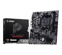 MSI Pro A520M-S Carte mère Micro-ATX, AM4 | Pour AMD Ryzen 5000/5000G/4000G/3000, DDR4 Memory Boost (OC jusqu'à 4600+ MT/s), PCIe 3.0 x16, M.2 Gen3, LAN 1G