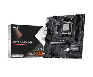 MSI Pro B840M-B Carte mère Micro ATX - pour processeurs AMD Ryzen 9000/8000 / 7000, AM5 - DDR5 Memory Boost (8000+ MT/s OC), PCIe 4.0 x16, M.2 Gen4, 2.5G LAN