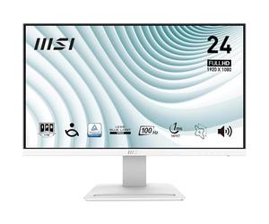 MSI Pro MP243XW Écran Bureautique 23.8" Full HD - Dalle IPS 1920x1080, 100Hz, Montage VESA, Haut-Parleurs Intégrés, Display Kit - HDMI 1.4b, DP 1.2a, Blanc