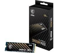 MSI SPATIUM M450 SSD 500GB - Disque SSD Interne 500 Go, PCIe 4.0 NVMe M.2, Lecture 3600 MB/s & Écriture 2300 MB/s, 3D NAND, Sécurité des Données Intégrée, Center, 300 TBW,