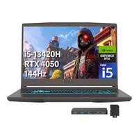 msi Thin 15 Ordinateur portable de jeu FHD 144 Hz, Intel i5-13420H, NVIDIA GeForce RTX 4050, 16 Go de RAM DDR4, SSD PCIe 512 Go, clavier rétroéclairé, Wi-Fi 6E, caméra HD, Windows 11, gris, ensemble