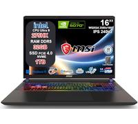 msi Vector 16 HX AI Ordinateur portable gaming Intel Core Ultra 9 275HX, RTX 5070 Ti 12 Go GDDR7, 32 Go de RAM, 1 To SSD, 16" QHD+ IPS 240 Hz, Thunderbolt 5, WiFi 7, clavier RGB 24 zones, Windows 11
