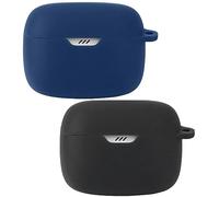 Msiall Case Silicone Compatible avec JBL Tune Beam, [Prend en Charge la Charge sans Fil] [Étui de Protection Antichoc] [Mousqueton] -Mignon Dessin animé 3D-Black Blue