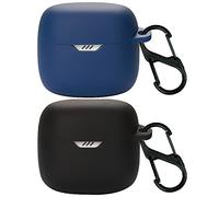 Msiall Case Silicone Compatible avec JBL Tune Flex TWS, [Prend en Charge la Charge sans Fil] [Étui de Protection Antichoc] [Mousqueton] -Mignon Dessin animé 3D-Black Blue