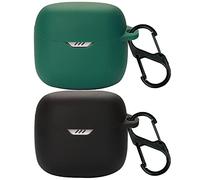 Msiall Case Silicone Compatible avec JBL Tune Flex TWS, [Prend en Charge la Charge sans Fil] [Étui de Protection Antichoc] [Mousqueton] -Mignon Dessin animé 3D-Black Green