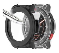 Msialt [2 pièces noir Transparent avec Film de protection d'écran en verre trempé pour Mibro Watch Gs pro, étui PC de dureté 9H, pare-chocs, étui de protection complet mince