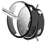 Msialt Lot de 2 films de protection d'écran 2 noirs avec verre trempé, dureté 9H, pare-chocs, étui de protection complet fin pour montre intelligente Mi Watch S4 41 mm