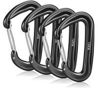 MSIHEY 4 große Karabinerhaken, 12 KN (1200 kg), Schwarze Aluminium-Karabinerhaken, geeignet für Hundeleinen, Hängematten, Schaukeln, Wandern, Camping, Nicht zum Klettern