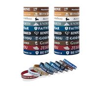 MSINMINW Lot de 20 bracelets chrétiens vers bibliques - Bracelets de motivation religieux en silicone - Dictons inspirants - Bracelet Jésus pour cadeau chrétien