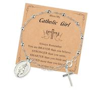 Msioytog Bijoux Chapelet en Alliage avec Breloques de Croix détaillées, adaptés cérémonies de prière, Tenues décontractées ou événements spéciaux, à Breloques avec Croix de Foi catholique