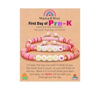 Msioytog Bracelets de Liaison mère-Enfant en Argile céramique, Coffret pour Premier Jour d ' école avec Cartes de séparation réconfortantes pour étudiants, d ' école mère-Fille