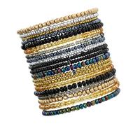 Msioytog Bracelets de Perles Extensibles Ethniques, Multicolores, Conception aléatoire, Bijoux de Poignet élastiques Faits à la Main, adaptés Femmes, Accessoire Ethnique élastique Artistique