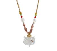 Msioytog Chaîne à breloques loup oriental moderne avec détails incisés, chaîne en tissu doux adaptée pour un, bijoux modernes en forme de loup chinois, colophane confortable pour un usage quotidien