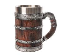 Msioytog Chope à bière à thème, tasse de Construction en résine résistante à la, verres doublés en acier inoxydable avec poignée, en bois, tasse à bière