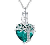 Msioytog Collier de crémation d ' arbre enchevêtré pour cendres d ' animaux de compagnie ou restes humains, conception en forme de cœur, bijoux commémoratifs en acier inoxydable, bijoux de crémation