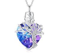 Msioytog Collier de crémation d ' arbre enchevêtré pour cendres d ' animaux de compagnie ou restes humains, conception en forme de cœur, bijoux commémoratifs en acier inoxydable, bijoux de crémation