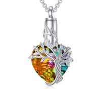 Msioytog Collier de crémation d ' arbre enchevêtré pour cendres d ' animaux de compagnie ou restes humains, conception en forme de cœur, bijoux commémoratifs en acier inoxydable, bijoux de crémation