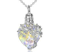 Msioytog Collier de crémation d ' arbre enchevêtré pour cendres d ' animaux de compagnie ou restes humains, conception en forme de cœur, bijoux commémoratifs en acier inoxydable, bijoux de crémation