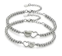 Msioytog Ensemble de 2 Bracelets de Perles Assortis mère-Fille avec Pierre Naturelle et détails en Alliage pour de fête des mères Bracelets Assortis