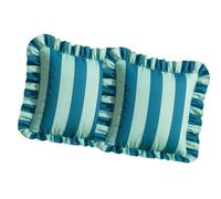 Msioytog Housse d ' Oreiller à Volants en Polyester, 2 pièces/Paquet, résistante à l ' Eau, détail à Rayures pour Usage extérieur et intérieur, taie d ' Oreiller à Rayures à Volants 45x45cm