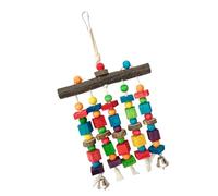 Msioytog Jouet Multifonctionnel de déchirure de Griffe de Perroquet avec Perche d ' et Bloc à mâcher de Couleur aléatoire pour Le Divertissement en Cage Perche de meulage de Perroquet avec des Perles
