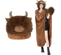 MSISILY Couverture avec capuche et manches, couverture portable pour les filles et les enfants, Highland Cattle Gift Sofa Blanket Cuddly Blanket Fluffy