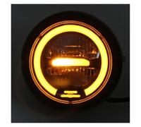 Msisuhoa Ensemble Phare Moto Pour Softtail Pour Choppers Pour Custom Phare LED Universel Vintage De 6,3 Pouces Pour Motos 12 V Feux De Croisement Et De Route Phares Avant(Yellow light)