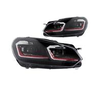 Msisuhoa Ensemble Phares Pour VW Pour Golf 6 R20 MK6 2009-2012 Dernier Style LED Feux Jour Double Projecteur Accessoires Voiture Modifiés Pièces D'auto Phares(LHD,Red Set)