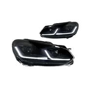 Msisuhoa Ensemble Phares Pour VW Pour Golf 6 R20 MK6 2009-2012 Dernier Style LED Feux Jour Double Projecteur Accessoires Voiture Modifiés Pièces D'auto Phares(LHD,Black Set)
